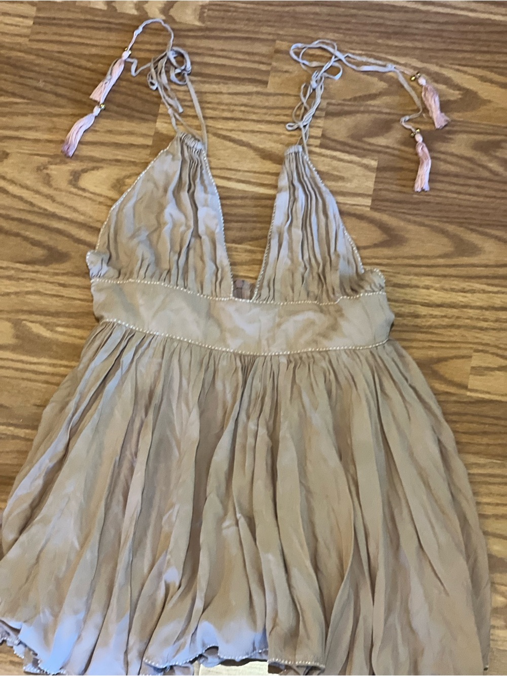 Tiare Hawaii Womans Rose Halter Dress with Pink Tassels